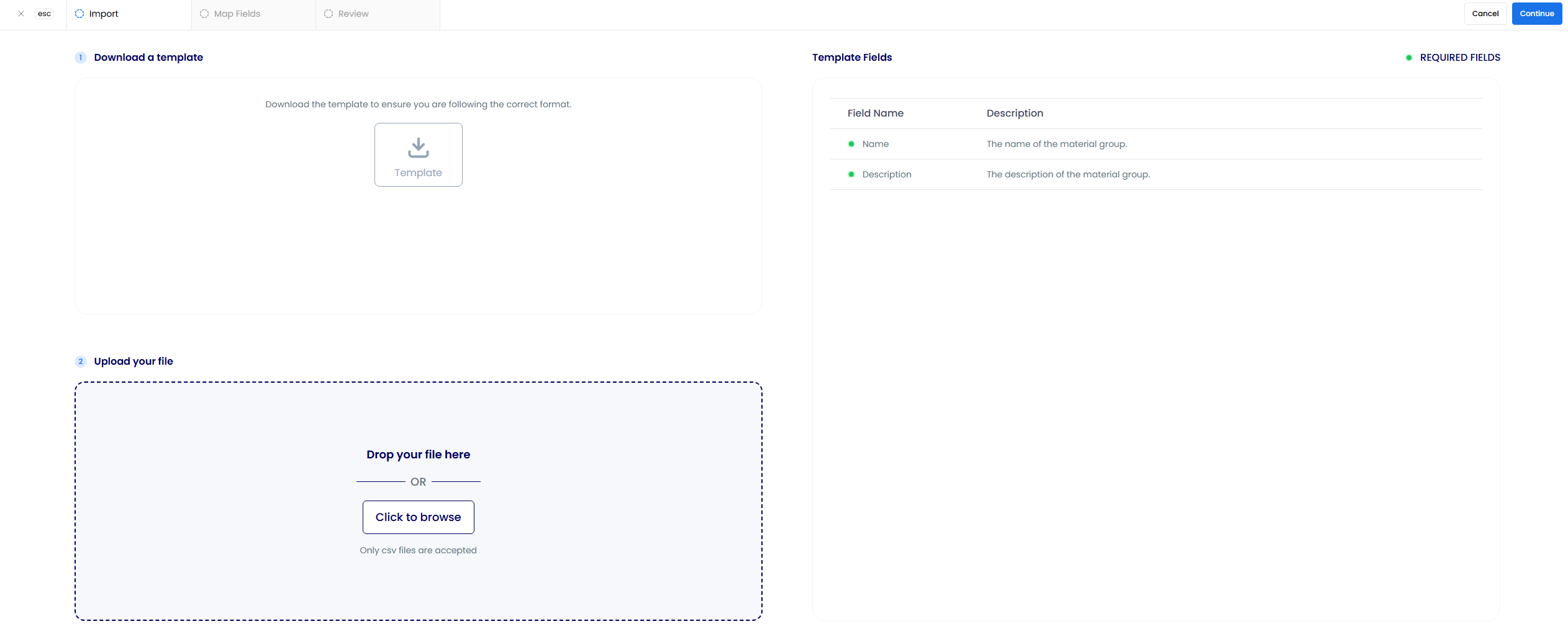 Upload CSV