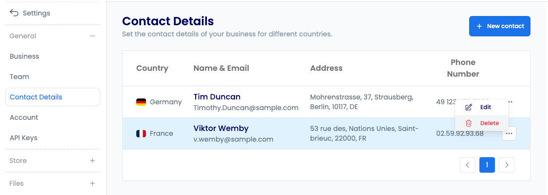 Managing contact details