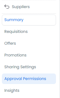 Approval permissions configuration panel