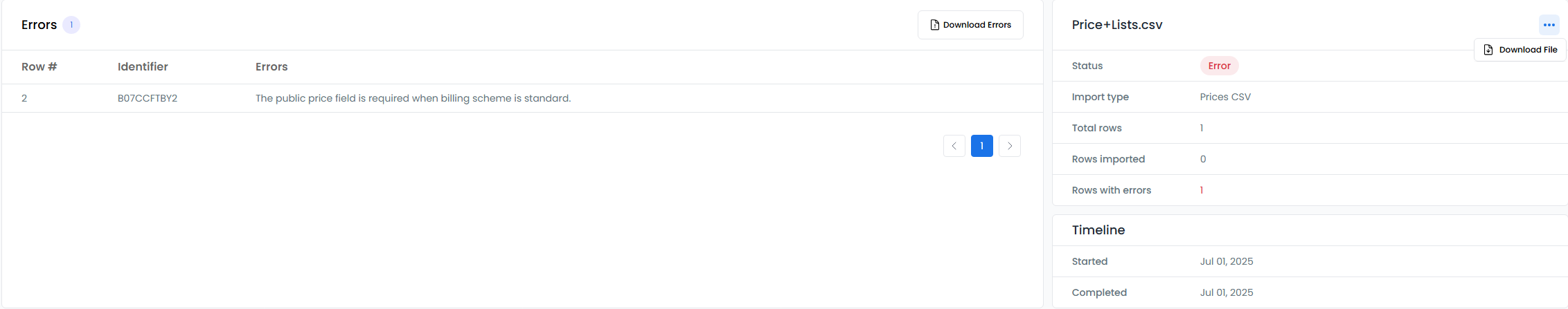 Import details