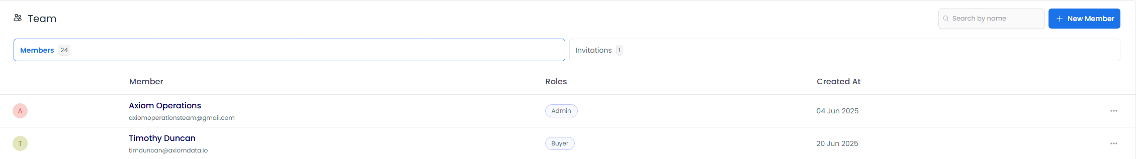New member button