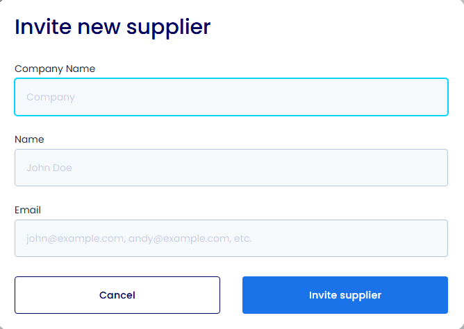 Fill in supplier details