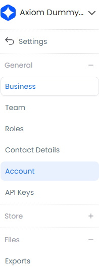 Accessing Account settings