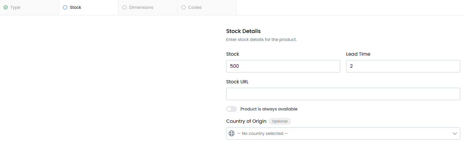 Stock URL entry