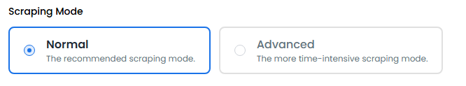 Selecting scraping mode