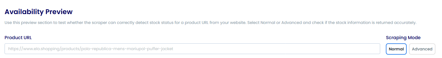 Scraping settings