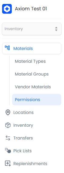 Permissions menu