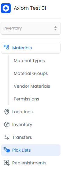 Pick lists menu