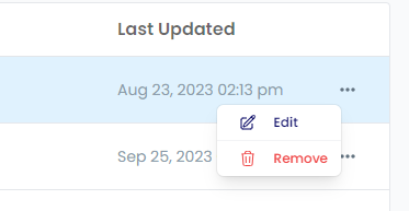 Dropdown menu options for a role