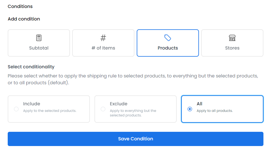 Selecting country for country-wide shipping