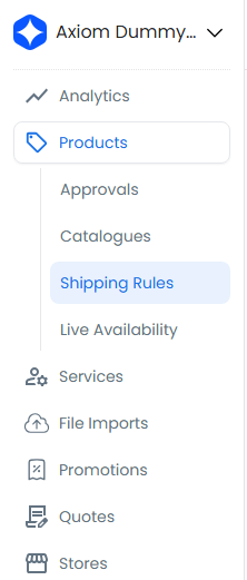 Shipping rules menu