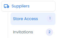 Store Access navigation showing the supplier list and access controls